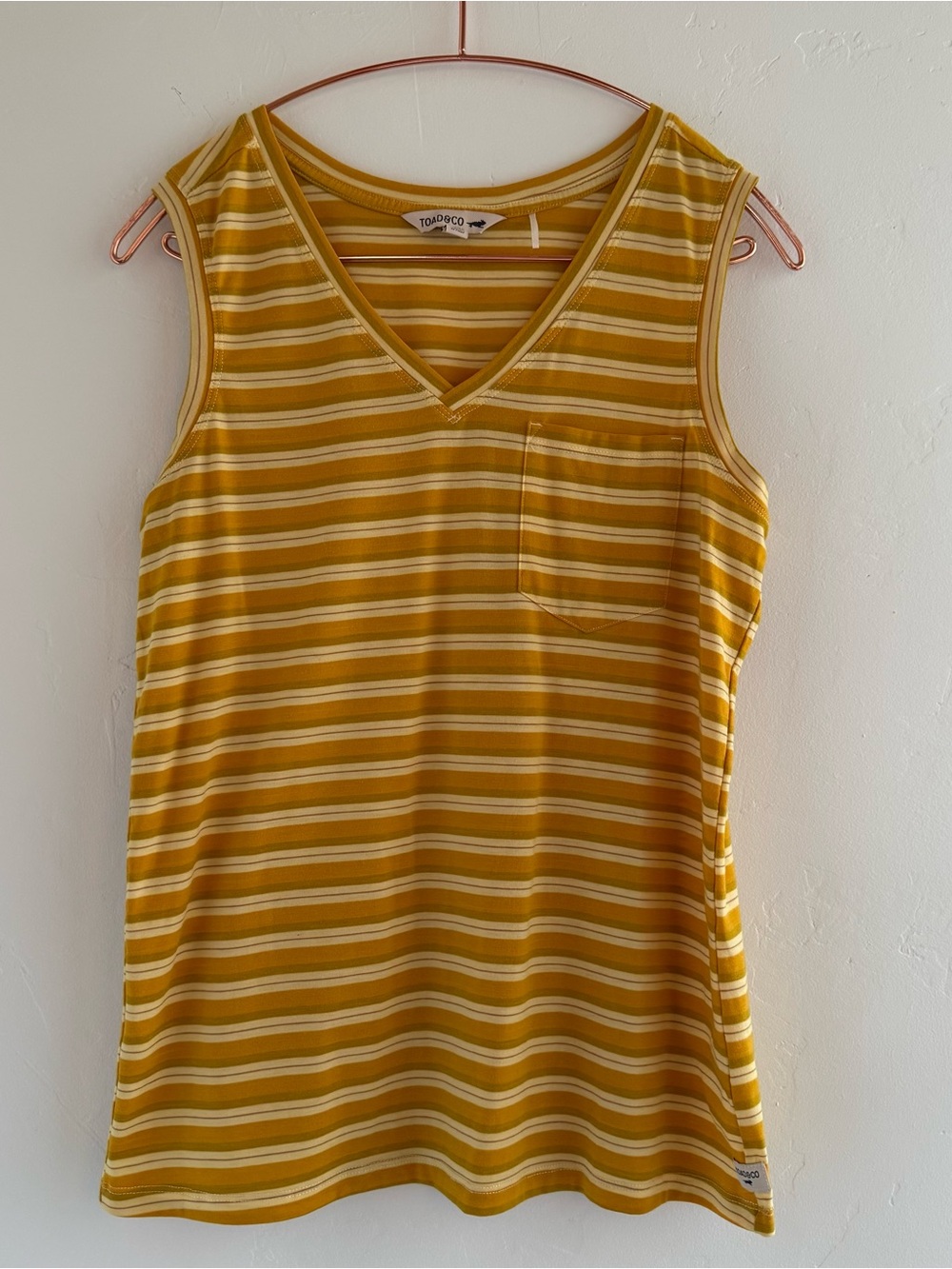 Toad & Co Women's Small Striped V-Neck Sleeveless Pullover Tank